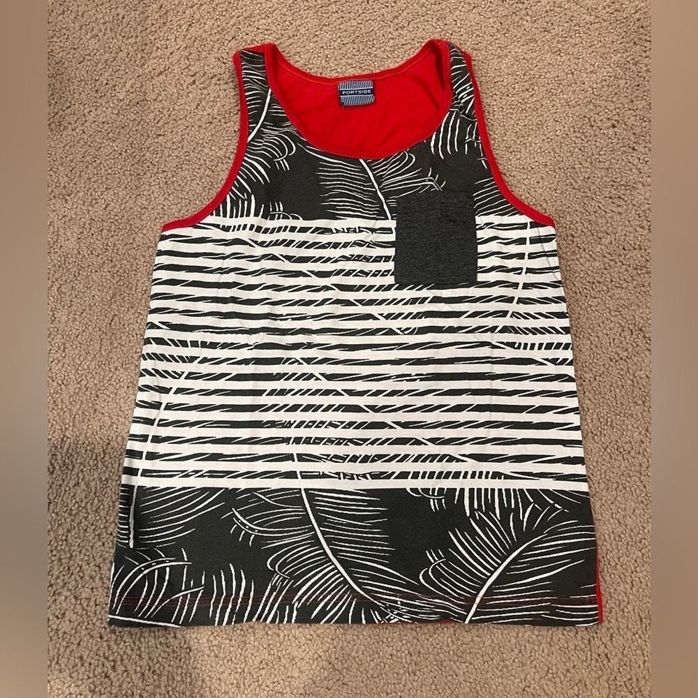 Men's (Youth/Teen) PORTSIDE Black/white/red sleeveless shirt